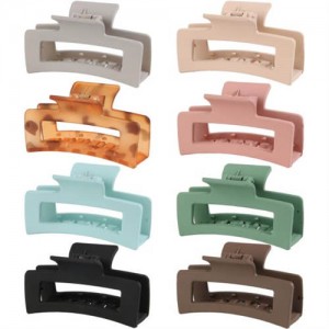 8 Pieces Set Korean Fashion 8.5 CM Spray Paint Rectangular Gum Claw Hair Clip - Combo B