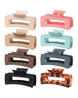 8 Pieces Set Korean Fashion 10.5 CM Spray Paint Rectangular Gum Claw Hair Clip - Combo N