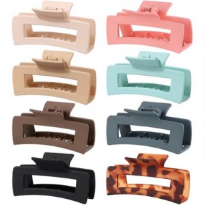 8 Pieces Set Korean Fashion 10.5 CM Spray Paint Rectangular Gum Claw Hair Clip - Combo N