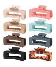 8 Pieces Set Korean Fashion 10.5 CM Spray Paint Rectangular Gum Claw Hair Clip - Combo N