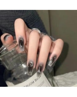 Dark Niche Stars and Moon Gradient Gray Fashion Detachable Manicure Sheet Fake Nail Wholesale Nail Stickers