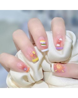 Cute Fashion Rainbow and Sun Cartoon Detachable Manicure Sheet Fake Nail Wholesale Nail Stickers