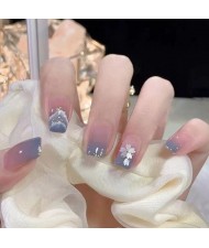 Minimalist Fashion Blue Smudged Florets Detachable Manicure Sheet Fake Nail Wholesale Nail Stickers