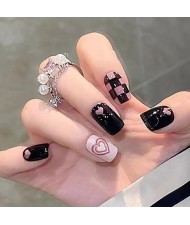 Black and Pink Heart Theme Detachable Manicure Sheet Fake Nail Wholesale Nail Stickers