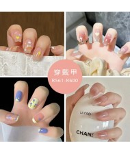 (8 Options) Multiple Patterns Ice Translucent Wear Nail 24 Pieces Per Set Fake Nail Wholesale Nail Stickers