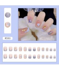 Multiple Patterns Ice Translucent Wear Nail 24 Pieces Per Set Fake Nail Wholesale Nail Stickers