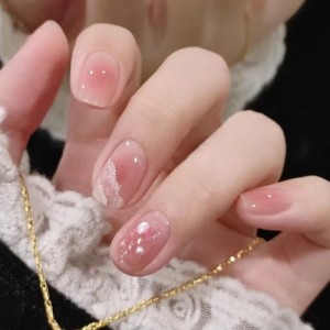 Wearable Nail Tablets Elegant Jelly Pink Fake Nail Wholesale Nail Stickers