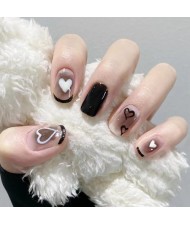 24 Pieces Set Mysterious Black Heart Design Detachable Fake Nail Wholesale Nail Stickers