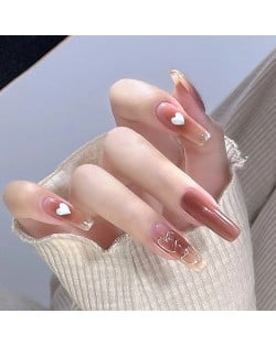 Summer Cool 24 Pieces Set Light Coffee Color Fake Nail Fashion Wholesale Nail Stickers