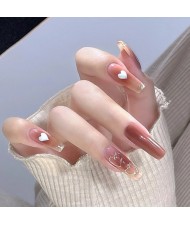 Summer Cool 24 Pieces Set Light Coffee Color Fake Nail Fashion Wholesale Nail Stickers