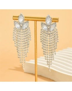 Super Shining Rhinestone Long Tassel Women Wholesale Costume Earrings