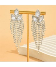 Super Shining Rhinestone Long Tassel Women Wholesale Costume Earrings