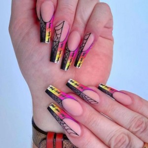 24 Pieces Set Halloween Theme Cobwebs Removable Fake Nail Wholesale Nail Stickers