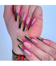 24 Pieces Set Halloween Theme Cobwebs Removable Fake Nail Wholesale Nail Stickers