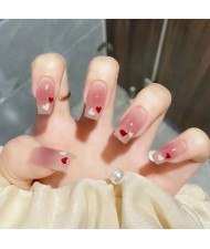 24 Pieces Set Lovely Peach Heart Pink Gentle Style Fake Nail Wholesale Nail Stickers