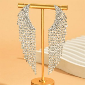 Angel Wings Super Shining Rhinestone Long Tassel Fashion Wholesale Costume Earrings