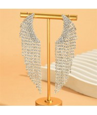 Angel Wings Super Shining Rhinestone Long Tassel Fashion Wholesale Costume Earrings