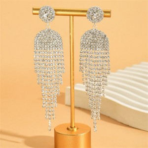 Waterdrop Super Shining Rhinestone Long Tassel Wholesale Fashion Shoulder-duster Earrings