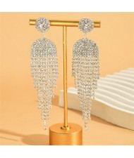 Waterdrop Super Shining Rhinestone Long Tassel Wholesale Fashion Shoulder-duster Earrings
