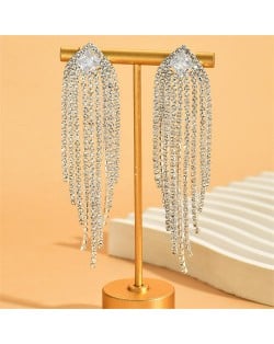 Glistening Rhinestone Star Inlaid Long Tassel Wholesale Fashion Shoulder-duster Earrings