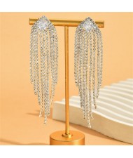 Glistening Rhinestone Star Inlaid Long Tassel Wholesale Fashion Shoulder-duster Earrings