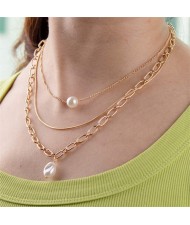 Elegant Pearl Pendants Multiple Layers Chain Fashion Women Wholesale Statement Necklace