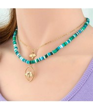 Golden Bees Pendants Dual Layers Mixed Chain Fashion Women Wholesale Costume Necklace