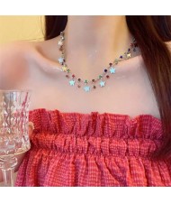 Korean Fashion Butterfly Pendants Colorful Rhinestone Elegant Women Wholesale Necklace