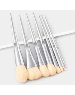 7 Pieces Set High Quality Silver Handle Off-white Hair Wholesale Makeup Brushes
