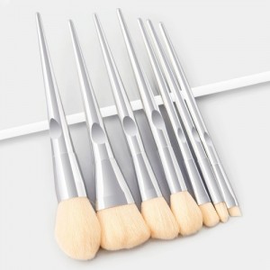 7 Pieces Set High Quality Silver Handle Off-white Hair Wholesale Makeup Brushes