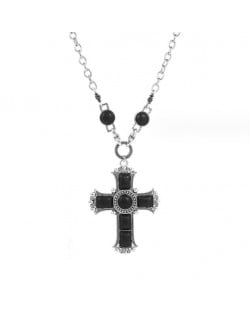 Vintage Turquoise Cross Women Wholesale Costume Necklace - Black