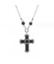 Vintage Turquoise Cross Women Wholesale Costume Necklace - Black