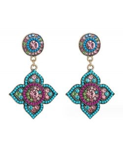 Bohemian Style Colorful Rhinestone Inlaid Royal Court Fashion Women Costume Earrings