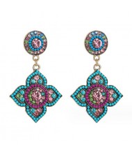 Bohemian Style Colorful Rhinestone Inlaid Royal Court Fashion Women Costume Earrings