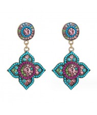 Bohemian Style Colorful Rhinestone Inlaid Royal Court Fashion Women Costume Earrings