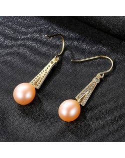 High Quality Fashion Freshwater Pearl Wholesale 925 Sterling Silver Dangle Earrings - Pink