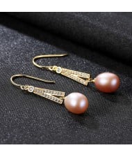 High Quality Fashion Freshwater Pearl Wholesale 925 Sterling Silver Dangle Earrings - Purple