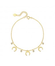 Simple Fashion Moon Pendants Design Wholesale Women 925 Sterling Silver Bracelet