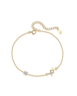 Korean Style Fine Jewelry Gold Plated Bling Star Wholesale Women 925 Sterling Silver Bracelet