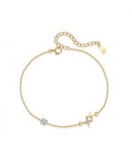 Korean Style Fine Jewelry Gold Plated Bling Star Wholesale Women 925 Sterling Silver Bracelet
