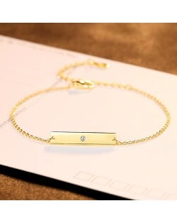 Wholesale Gold Plated Jewelry Fashion Simple Rectangle Women 925 Sterling Silver Bracelet