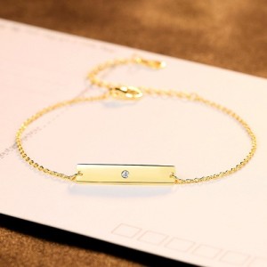 Wholesale Gold Plated Jewelry Fashion Simple Rectangle Women 925 Sterling Silver Bracelet