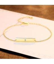 Wholesale Gold Plated Jewelry Fashion Simple Rectangle Women 925 Sterling Silver Bracelet