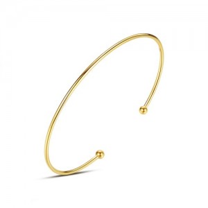 Wholesale Gold Plated Jewelry Simple Fashion Open-end Women 925 Sterling Silver Bangle