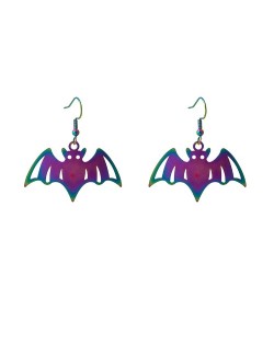 Halloween Popular Cool Funny Colorful Gradient Earrings - Bat