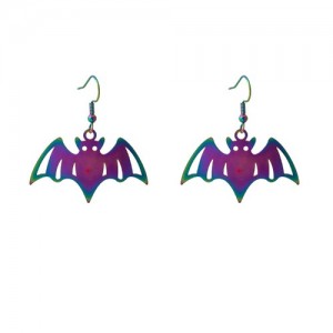 Halloween Popular Cool Funny Colorful Gradient Earrings - Bat