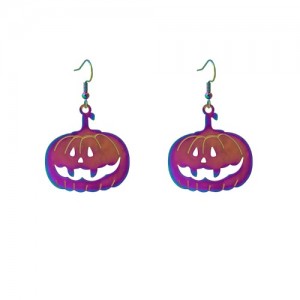 Halloween Jewelry Popular Cool and Funny Colorful Gradient Earrings - Pumpkin