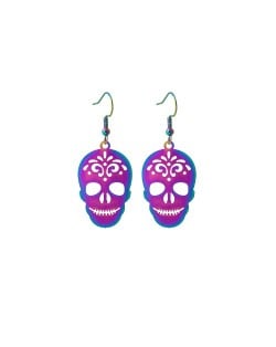 Halloween Jewelry Popular Cool and Funny Colorful Gradient Earrings - Skull