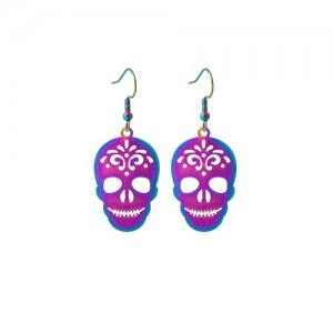 Halloween Jewelry Popular Cool and Funny Colorful Gradient Earrings - Skull