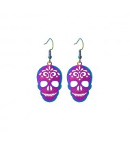 Halloween Jewelry Popular Cool and Funny Colorful Gradient Earrings - Skull